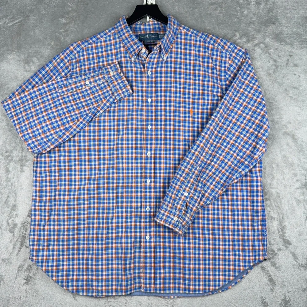 Vtg Ralph Lauren Classic Fit Plaid Check Double Faced Cotton Shirt Mens 2XB Pony - Picture 2 of 14